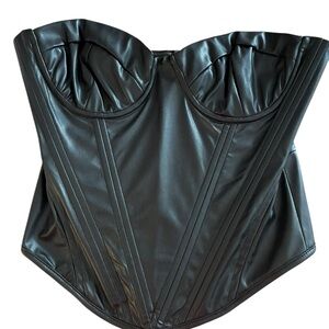 Fashion Nova Black Faux Leather Corset Top